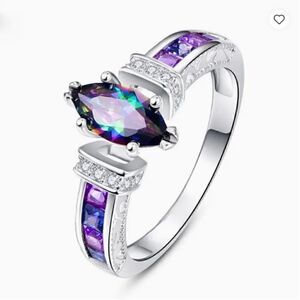 NEW! Elegant Inlaid Colorful Purple Artificial Diamond Ring Boho Engagement